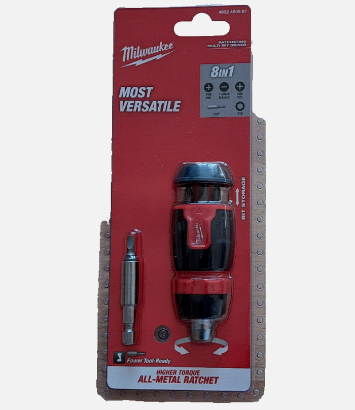 Milwaukee Ratschen Schraubendreher mit Magazin 8 in 1 Kreuz Schlitz Torx Einsatz