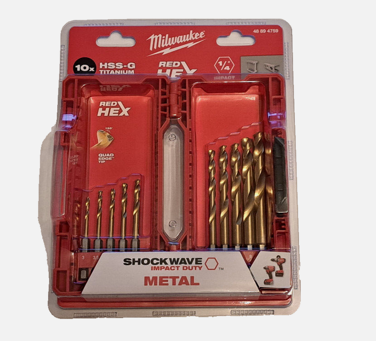 1/4" Milwaukee Bohrer Bohrersortiment HSS-G Titanium Metallbohrer 10-teilig Box