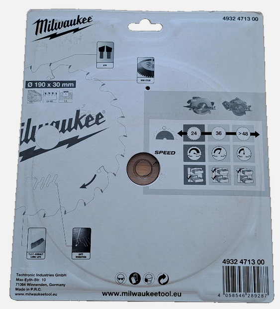 Milwaukee Handkreissägeblatt Kreissägeblatt 190 mm x 30mm x 1,6mm Sägeblatt Holz