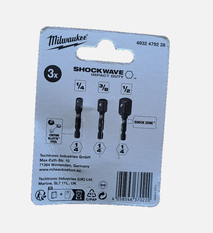Milwaukee Steckschlüsseleinsatz Adapterset Sechskantaufnahme 1/4 + 3/8 + 1/2 "