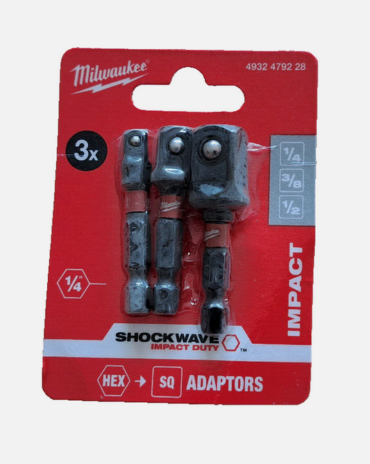 Milwaukee Steckschlüsseleinsatz Adapterset Sechskantaufnahme 1/4 + 3/8 + 1/2 "
