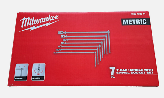 Set Milwaukee Gelenk-Steckschlüssel SW 8-19mm T-Griff Kardangelenk Verlängerung